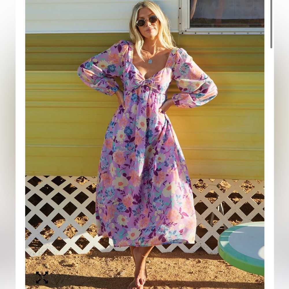 Billabong x The Salty Blonde Paradise Love Floral Peasant Dress Medium Boho W